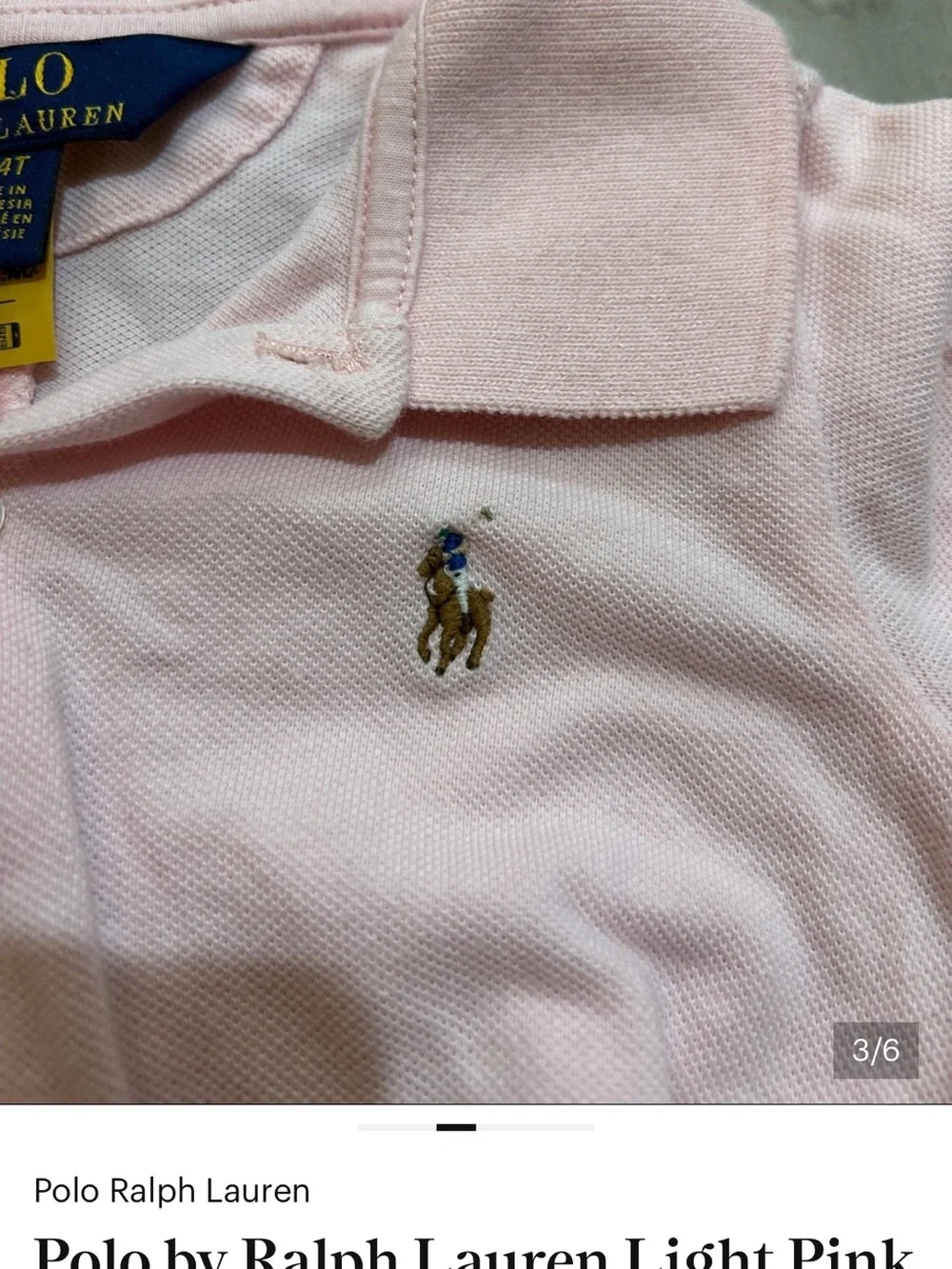 Ralph Lauren Light Pink Button-Front Oxford Knit Polo Dress with Striped Belt